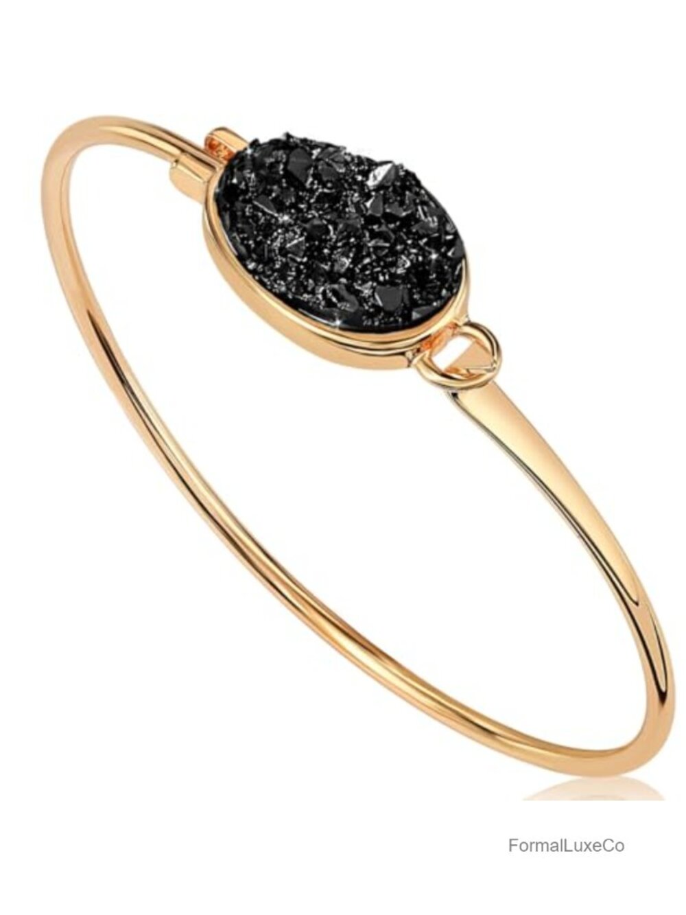 Simulated Druzy Cuff Bracelet Stackable Bangle Hinge Hook Closure